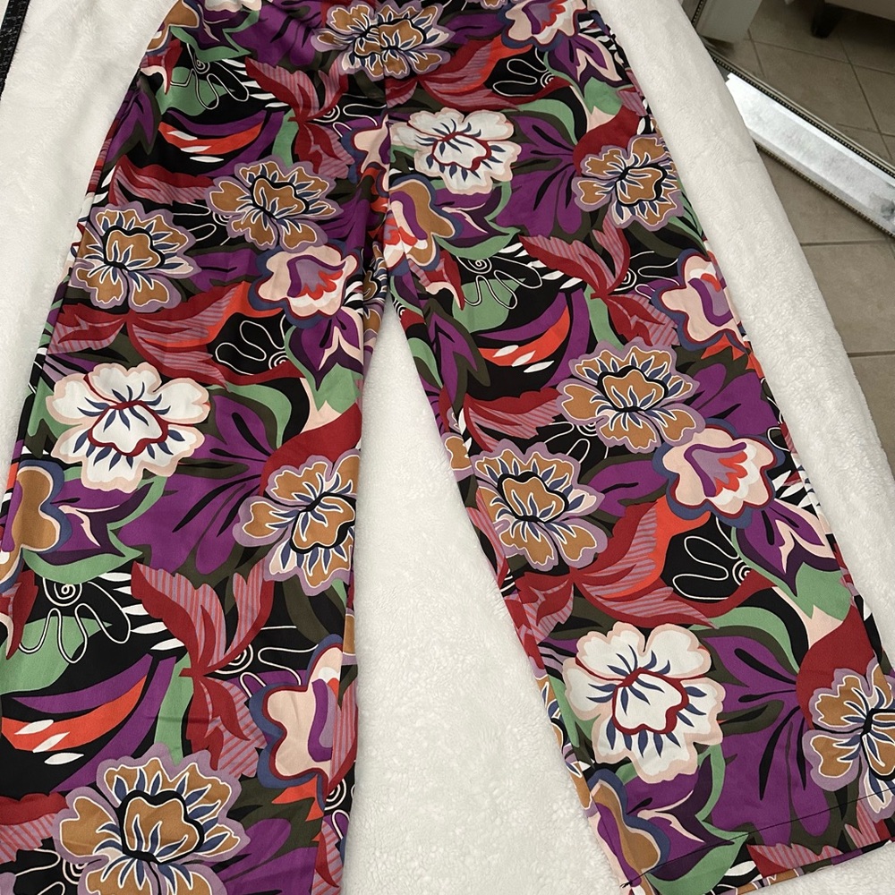 RACHEL Rachel Roy Multicolor Floral Wide Leg Pants artsy high rise boho size XL
